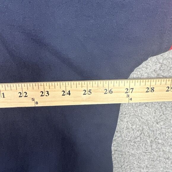 VTG 80s Surpiqûre Sweatshirt Navy Red Geometric Men’s L / Women’s XL Oversized - Picture 10 of 12